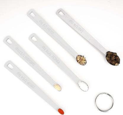 5pcs Mini Measuring Spoon Set, Heavy Duty Stainless Steel | Cooking Baking, Tablespoon Teaspoon for Dry or Liquid Ingredients, Fits in Spice Jar, 1/64 1/32 1/16 1/8 1/4 tsp