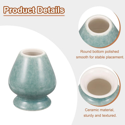 HARFINGTON Ceramic Chasen Stand 70mm Matcha Whisk Holder Teas Set Whisks Stand Traditional Matcha Tea Chasen Holder Tea Set Accessories for Tea Tasting, Mint Green