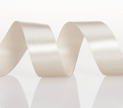 YASEO 1 Inch Linen Beige Solid Satin Ribbon, 50 Yards Craft Fabric Ribbon for Gift Wrapping Floral Bouquets Wedding Party Decoration