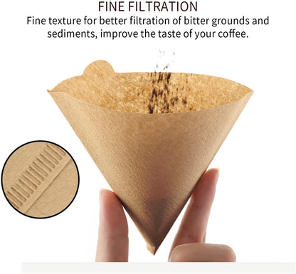 Coffee Filters, Size 02 Unbleached Cone Filters, 200 Count Disposable Natural Paper Filters 2-4 Cup, 02 Cone For Pour Over and Drip Coffee Maker
