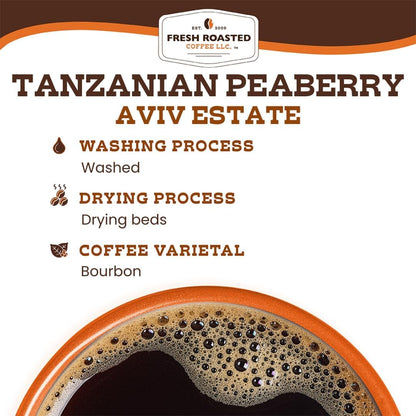 Fresh Roasted Coffee, Tanzanian Peaberry K-Cup Pods for Keurig Brewers, Light Roast, Kosher, 24 Count (Pack of 1)