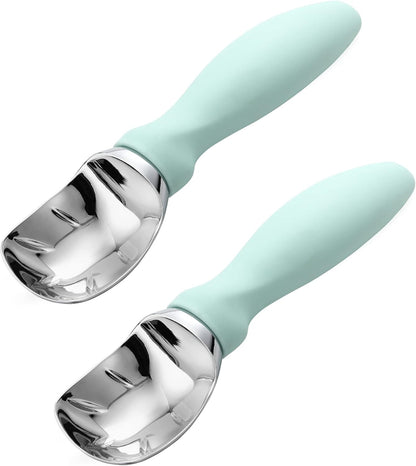 Spring Chef Heavy Duty Ice Cream Scoop with Comfortable Handle, Premium Ice Cream Scooper for Cookie Dough, Frozen Yogurt, Gelato, Sorbet, Melon - Dishwasher Safe Kitchen Tools - 2 Pack - Mint