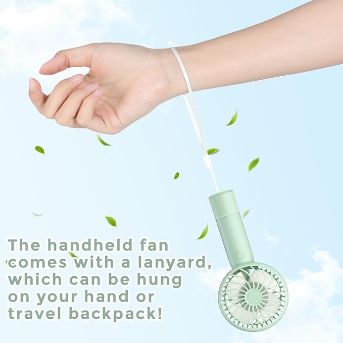 Tujoe 6 Pcs Mini Powerful Handheld Fan 3 Speed Personal Small Portable Rechargeable Fan with Base USB for Women Eyelash Makeup Office Travel Beach Indoor Outdoor (Sage Green)
