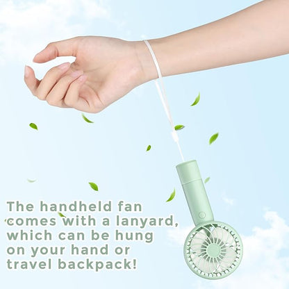 Tujoe 6 Pcs Mini Powerful Handheld Fan 3 Speed Personal Small Portable Rechargeable Fan with Base USB for Women Eyelash Makeup Office Travel Beach Indoor Outdoor (Sage Green)