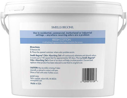 SMELLS BEGONE 1-Gallon Odor Absorber Gel - Air Freshener & Odor Eliminator for Homes, Garages & Commercial Buildings - Industrial Size - Fresh Cotton Scent