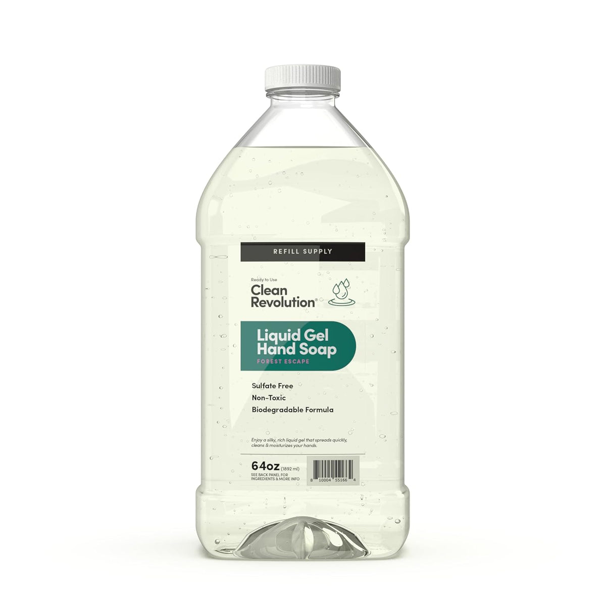 Clean Revolution Liquid Gel Hand Soap, Silky Rich Liquid, Quick Lather, Fast Rinsing, Contains Real Essential Oils (Forest Escape) 64 Fl Oz