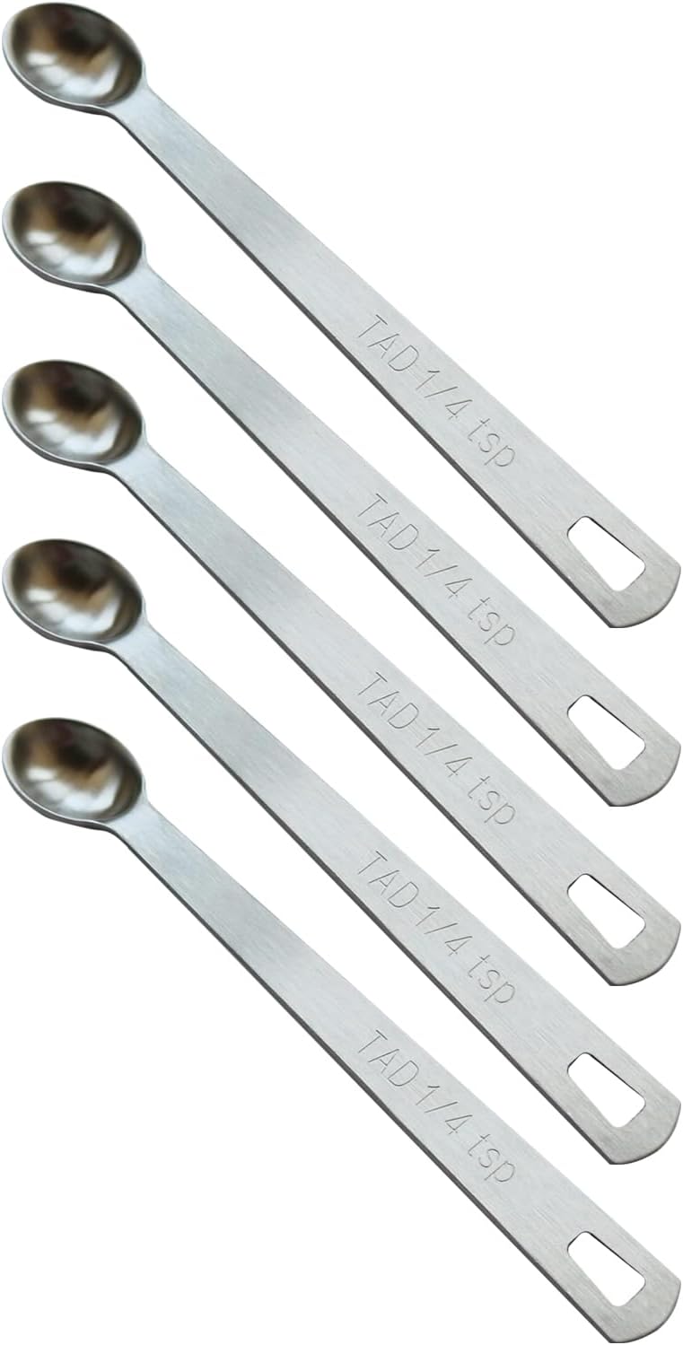 5PCS 1/4 Teaspoon(1/4tsp, 1.25 ml, Tad) Single Tiny Measuring Spoon, Small Individual Stainless Steel Measure Spoons Only