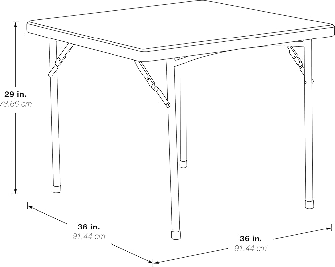Office Star Resin Sqaure Multipurpose Table with Collapsible Legs, Indoor Outdoor Use for Banquets, Picnics, and Parties, 36 Inch, Square