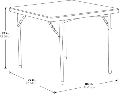 Office Star Resin Sqaure Multipurpose Table with Collapsible Legs, Indoor Outdoor Use for Banquets, Picnics, and Parties, 36 Inch, Square