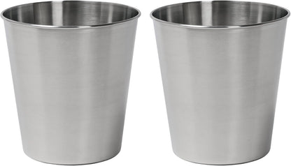 happimess HPM1113C-SET2 Nolan Modern Classic Smooth Steel 2 Gal Waste Bin for Kitchen, Office, Bathroom, Bedroom, Dorm, Brushed Steel (Set of 2)