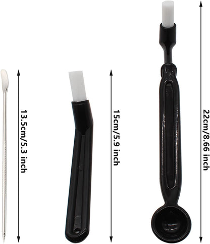 Coffee Machine Cleaning Brush, Nylon Espresso Machine Brush Coffee Cleaning Tool Set with Spoon for Espresso Machine Group Head, Pack of 3