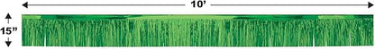 Beistle 2-Ply Metallic Fringe Drape, Shimmering Green Hanging Decorations for Special Events & Saint Patrick’s Day, Shiny Table Decor, 15" x 10'