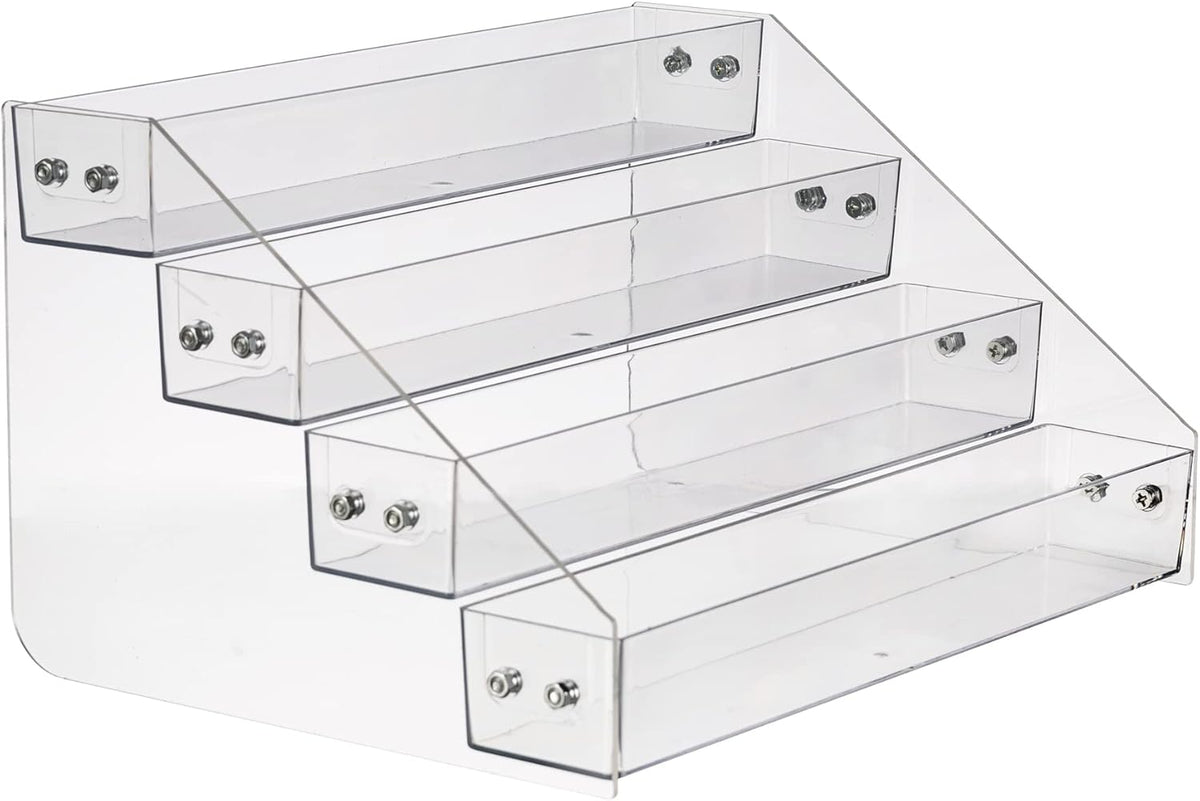 Acrylic Spice Rack, Tiered Spice Rack Shelf Seasoning Organizer for Countertop, Cabinet, Pantry, Kitchen Storage - 4 Tier