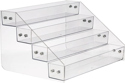 Acrylic Spice Rack, Tiered Spice Rack Shelf Seasoning Organizer for Countertop, Cabinet, Pantry, Kitchen Storage - 4 Tier