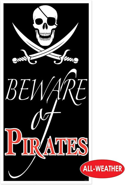 Beistle Beware of Pirates Door Cover,Black/White/Red (Pack of 2)