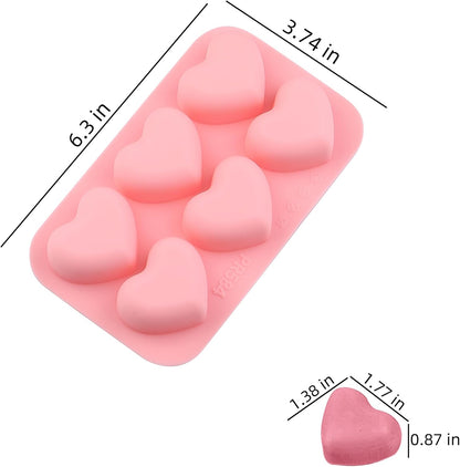 Heart Silicone Molds 3pcs Valentine's Heart Chocolate Molds for Candy Ice Cube Resin Soap Jelly(Medium 1.8inch)