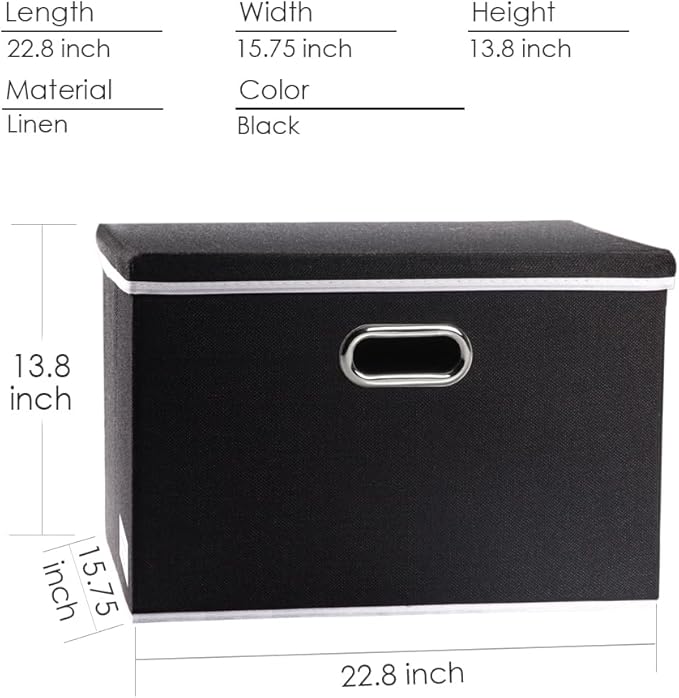 PRANDOM Extra Large Collapsible Storage Bins with Lids [5-Pack] Linen Fabric Foldable Storage Baskets Boxes Organizer Containers Cube with Cover for Bedroom Closet Office Nursery (22.8x15.75x13.8)