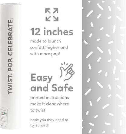 White Biodegradable Confetti Poppers Confetti Cannon | 6 Pack | Party Poppers Decoration for Wedding Exit, Graduation, Birthday | Wedding Party Favors | Launches 25 ft | 12 inch | TUR Party Supplies