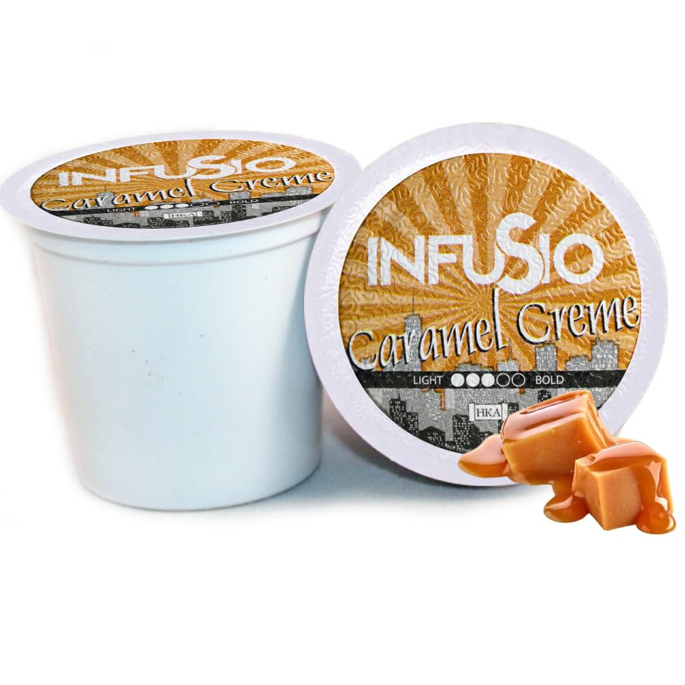 InfuSio Coffee Pods 96 Count - Caramel Crème, Medium Roast Single Serve Coffee Pods for Keurig K Cups Brewers