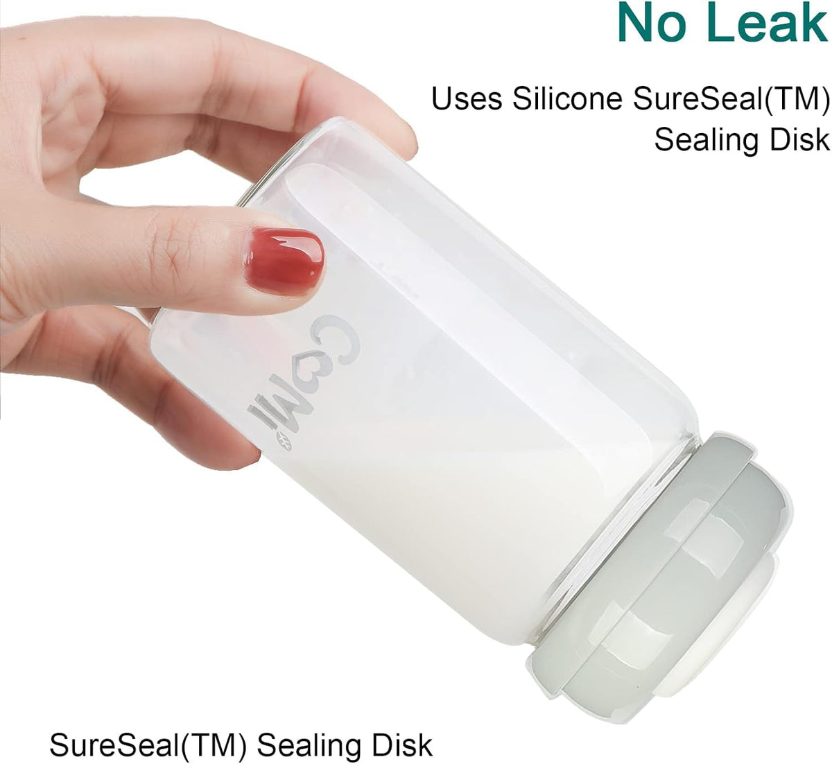 COMI Wide Neck Glass Breastmilk Collection n Storage Bottle, 4 Packs, 6oz with Screw Ring Sealing Disk; Re-markable Sealing Disc. BPA Free, Fits Breast Pumps & Nipples (3 Gray Lids + 3 Pink Lids)