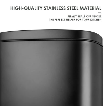 AthLike Trash Can, Stainless Steel Kitchen Garbage Can, Step Waste Bin with Hinged Lid and Removable Inner Bucket, Soft-Close, Dustbin for Bathroom Bedroom Living Room Home (Black, 8 Gal)