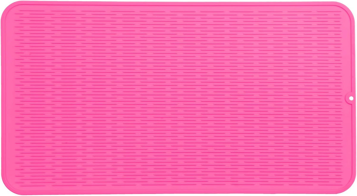 Silicone Dish Drying Mat for Multiple Usage,Easy clean,Eco-friendly,Heat-resistant Silicone Mat for Kitchen Counter or Sink,Refrigerator or Drawer Liner Rose 4XL 32 inches x 18 inches