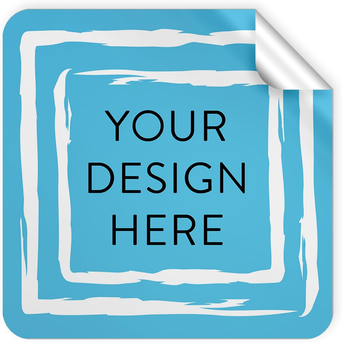100 Custom Vinyl Stickers - Upload Your own Image, Text, Design, Logo - Personalized Logo Labels for Handmade, Packaging, Bottle, Jars, Candle, Brand Stickers (Blue Swirls, 2x2 Square)