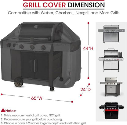 Unicook Heavy Duty Waterproof Barbecue Gas Grill Cover, 65-inch BBQ Cover, Special Fade and UV Resistant Material, Durable and Convenient, Fits Grills of Weber Char-Broil Nexgrill Brinkmann and More