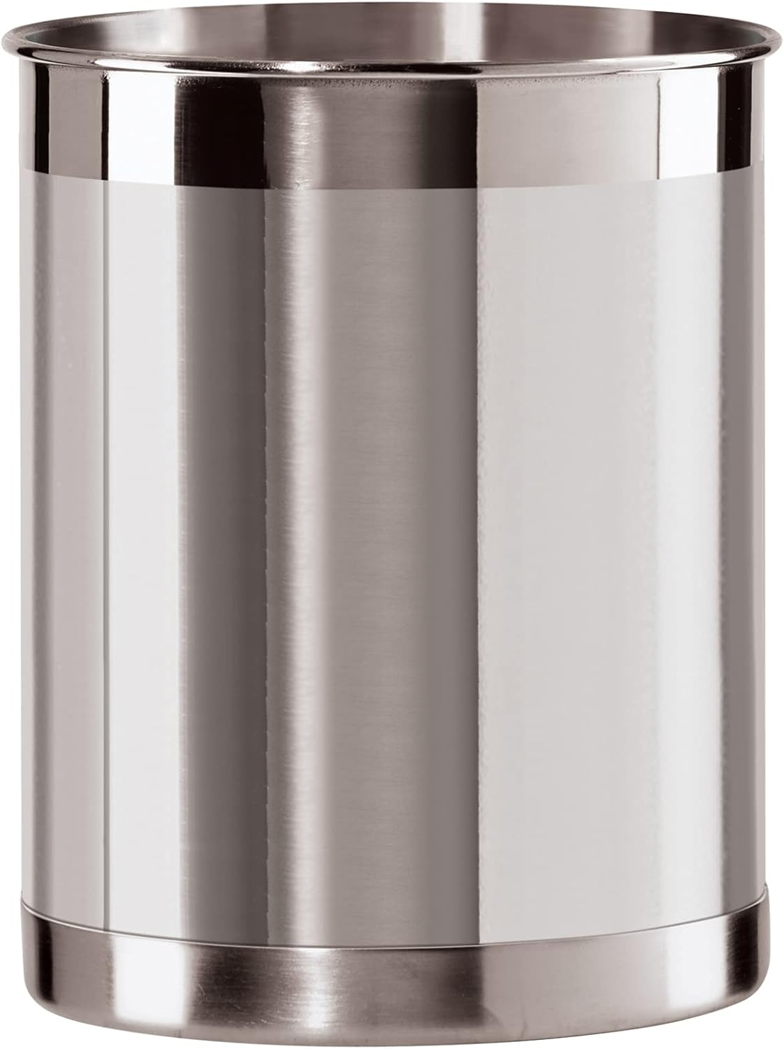 Oggi Stainless Steel Utensil Holder - 5" Diameter, Utensil Caddy, Weighted Base for Stability - Larger-Sized Utensil Crock and Countertop Utensil Organizer, Stainless Steel