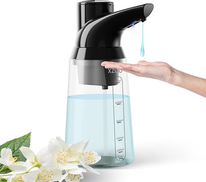 Automatic Soap Dispenser Touchless, 23.7 oz/ 700 ml, Low Battery Liquid Soap Bottle with Motion Sensor for Bathroom & Kitchen (Black-Battery)