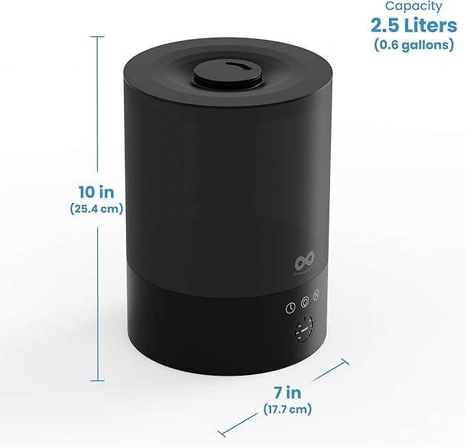 Everlasting Comfort 2.5L Top Fill Humidifiers for Bedroom - Quiet Easy to Fill & Clean, 24HR Runtime, Night Lights, Timer, Ultrasonic Cool Mist Humidifier, Auto Shut-Off, Essential Oil Diffuser