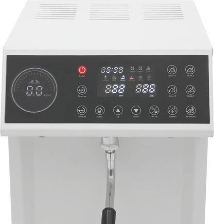 8L/2.11gal Commercial Steam Milk Frother, 3000W 5-Gear Fast Heating Milk Steamer Machine Electric Steam Milk Frothing Machine Espresso Coffee Milk