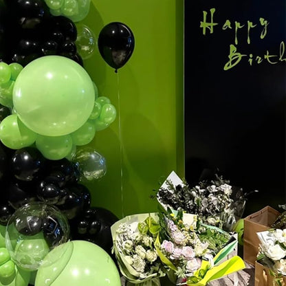 Green and Black Balloon Arch Kit, 151Pcs Lime Green Black Bobo Balloons Garland 18 12 10 5 inch for Birthday, Graduation, Baby Shower, Wedding, Anniversary, Holiday Party Decoration