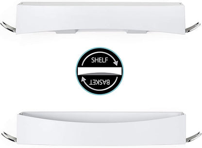 Better Living Clever Flip Shower Shelf, Basket or Shelf, Wall Mounted Shower Caddy Organizer with Removable Hooks, Multi-Purpose, No Drilling Adhesive, 16.88" x 4" x 2.88", White