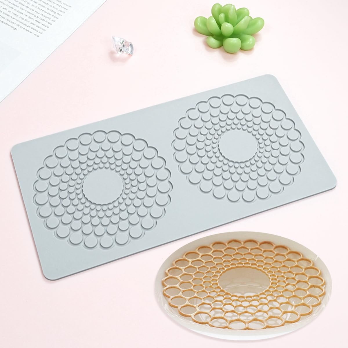 Tuke Hollow Round Circular Design Lace Mat Chocolate Fondant Mold DIY Sugar Craft Silicone Pad Cake Decorating Tools Kitchen Bakeware (D_ Round