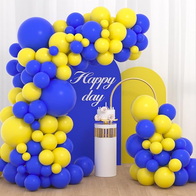Blue Yellow Balloon Arch Garland Kit - Royal Blue Yellow Balloons Yellow Blue Balloons Balloons for Wedding Graduation Anniversary Bridal Shower Birthday Party Decorations