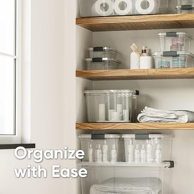 Superio Clear Storage Bins with Lids, Stackable Storage Box with Latches and Handles, Extra Small, 2 Pack 3 Quart