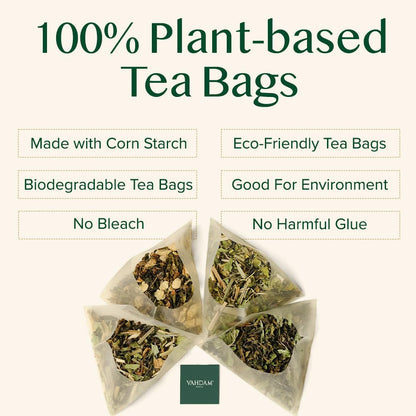 Vahdam, Vedic Kadha Herbal Tea Bags (100 Ct) Caffeine Free, 100% Real Ingredients - Turmeric, Black Pepper, Amla, Tulsi, Ginger, Cloves