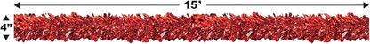 Beistle Metallic Festooning Garland Hanging Decorations, Christmas Party Supplies, Valentine's Day, 4" x 15', Red