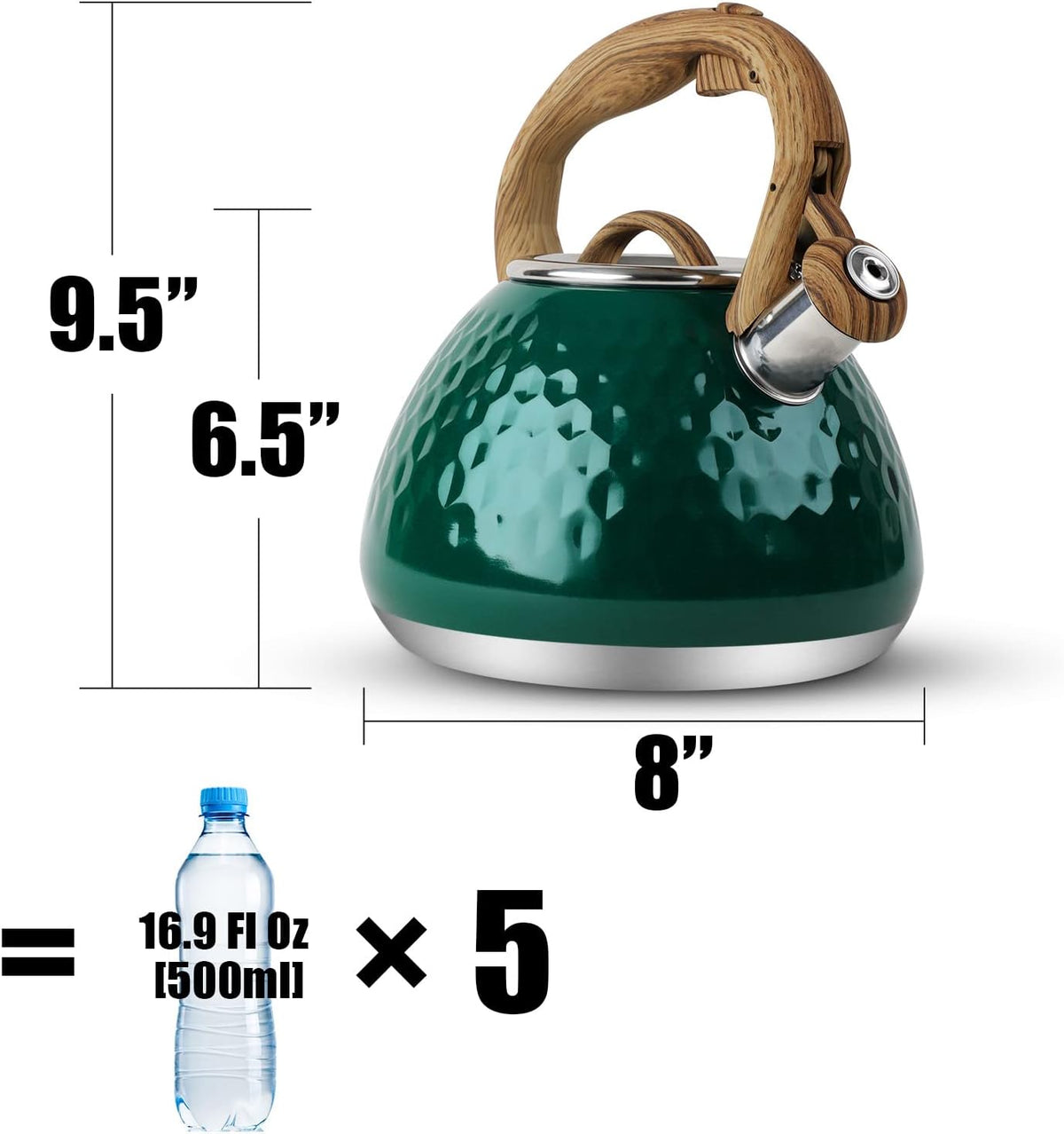 Tea Kettle, Toptier Teapot Whistling Kettle with Wood Pattern Handle Loud Whistle