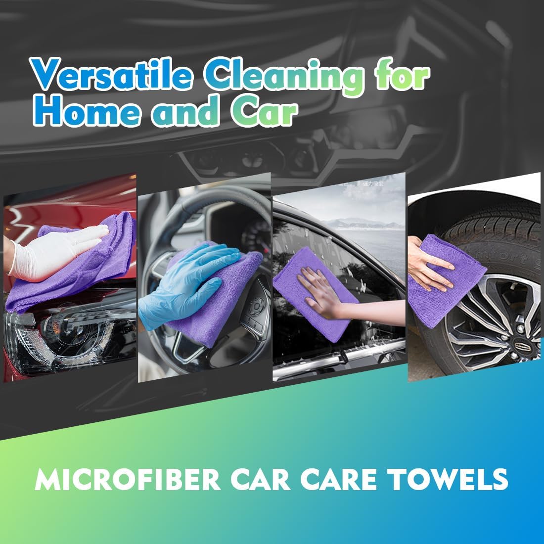Homexcel Microfiber Cleaning Cloth 12 Pack 12.5 x 12.5 Inch Microfiber Towels for Cars Ultra Absorbent Cleaning Rags Lint Free Cleaning Towels for
