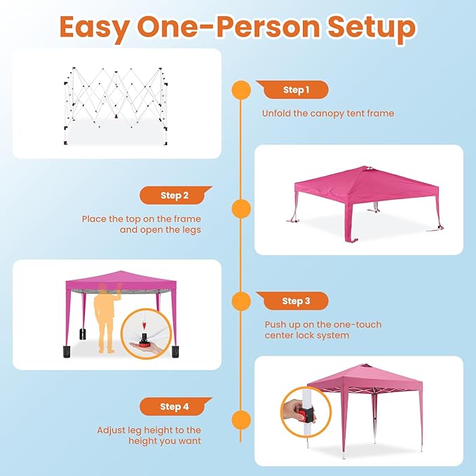 10x10 Pop Up Canopy Tent with 4 Removable Sidewalls, Heavy Duty Waterproof Party Tent with Church Windows,Pink Commercial Grade Instant Gazebo for Outdoor Event Wedding Vendor