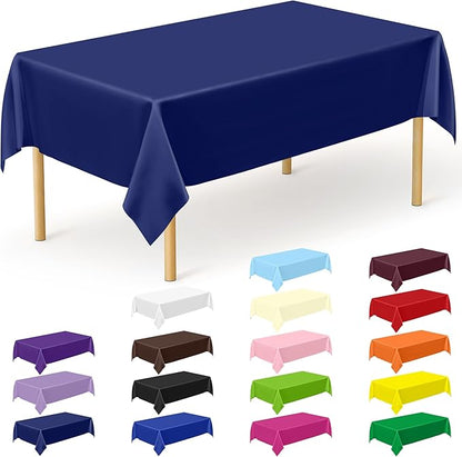 QZYL 12 PCS Navy Plastic Tablecloths, 54 in x 108 in Dinner Table Cloths, Rectangle Table Cover for Birthday Party Family Gathering Wedding