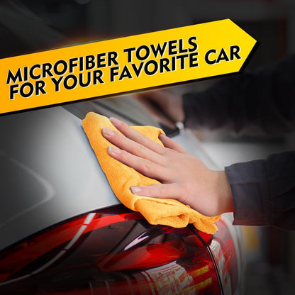 Homexcel Yellow Microfiber Cleaning Cloths 12 Pack, 12.5 x 12.5 inch Microfiber Towel for Cars, Ultra Absorbent Car Washing Cloth