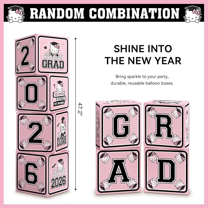 2026 Graduation Decorations, Pink Graduation Party Decorations Graduation Balloons Arch Kit Boxes With Letters 2026 Grad for Middle School High School College ect.