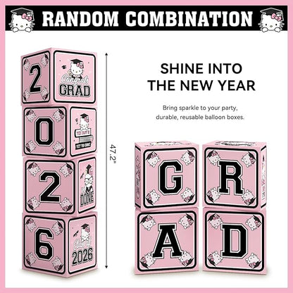 2026 Graduation Decorations, Pink Graduation Party Decorations Graduation Balloons Arch Kit Boxes With Letters 2026 Grad for Middle School High School College ect.