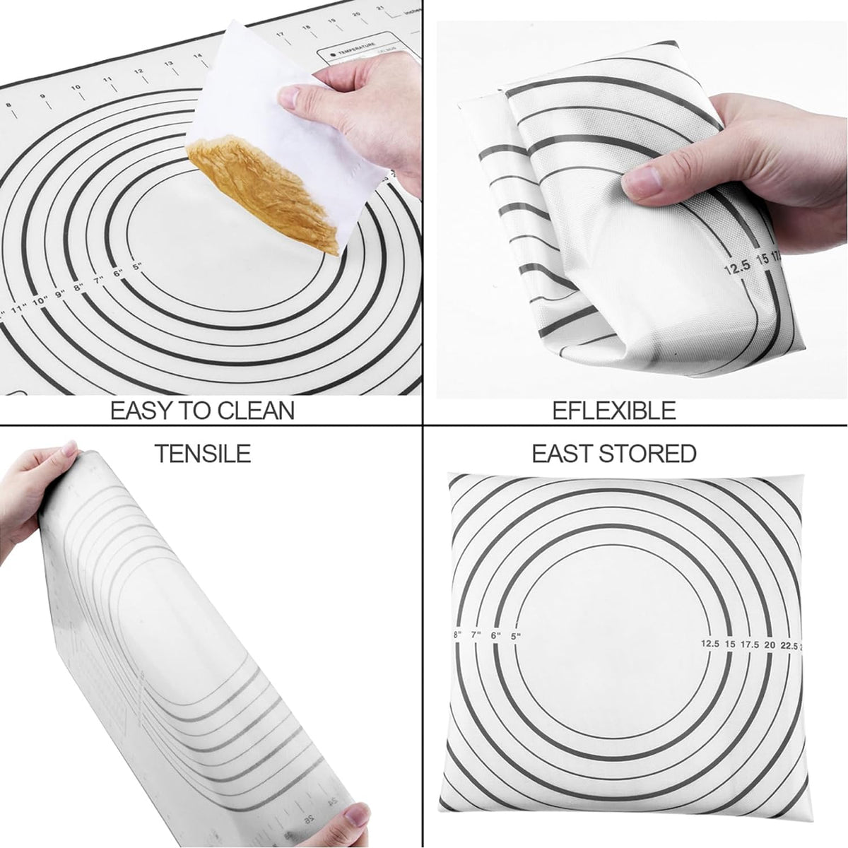 Rolling Pins, Stainless Steel Dough Roller, Rolling Pin and Silicone Baking Pastry Mat Set