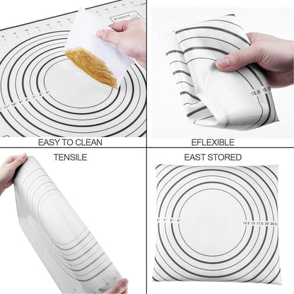 Rolling Pins, Stainless Steel Dough Roller, Rolling Pin and Silicone Baking Pastry Mat Set