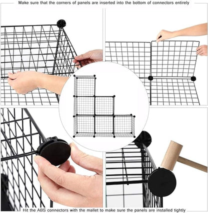 C&AHOME Wire Cube Storage, 6 - Cube Organizer Metal C Grids, Modular Shelves Units, Storage Bins Shelving, Closet Organizer, Ideal for Home, Office, Living Room, 36.6”L x 12.4”W x 36.6”H Black