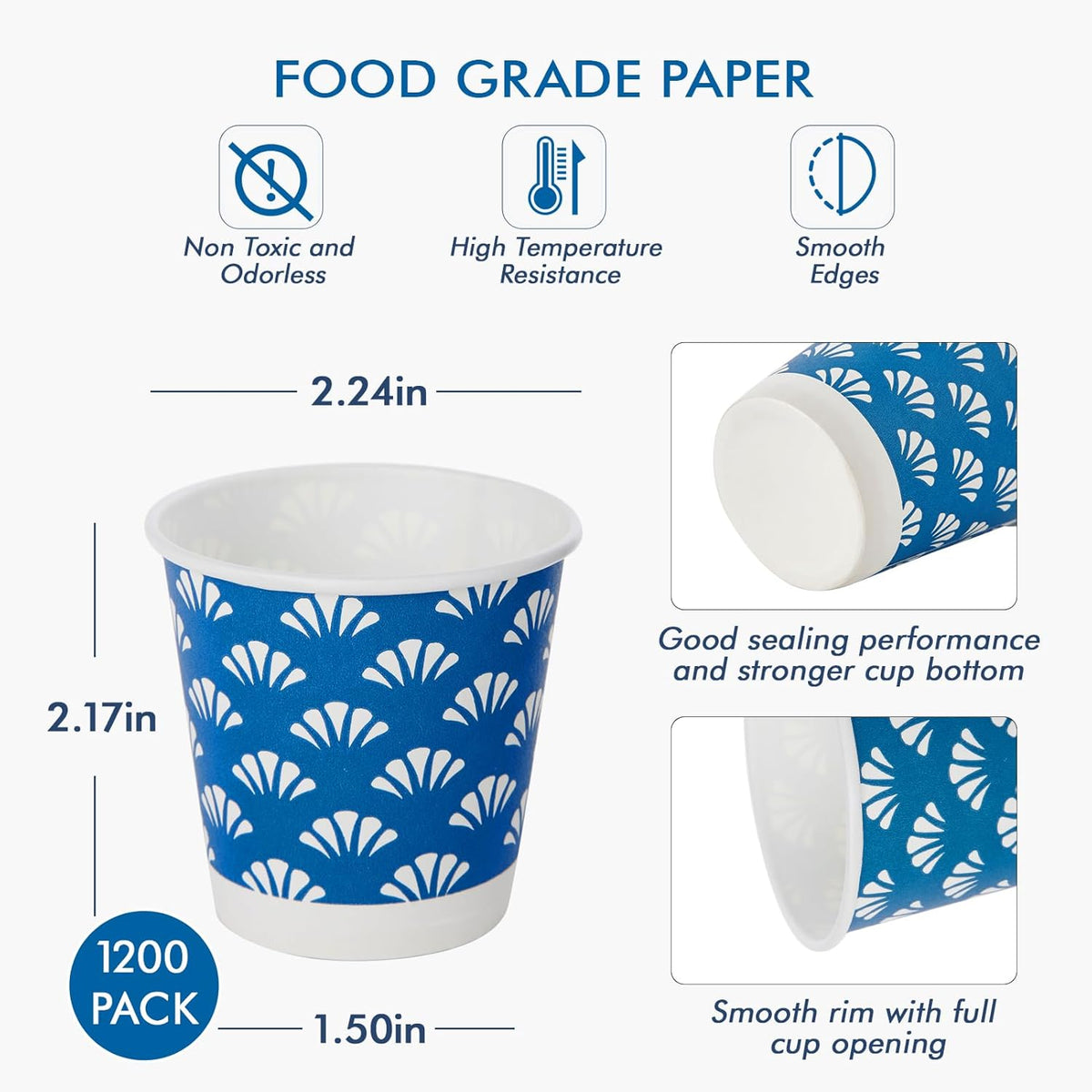 JollyPack 1200 Pack 3 oz Disposable Bathroom Paper Cups, Small Mouthwash Cups in Orange, Blue, and Green, Great for Candy, Biscuits, Bathroom Use